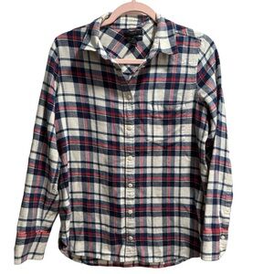 Women’s J Crew‎ Boy Flannel, Red/Blue/White, size 6 EUC